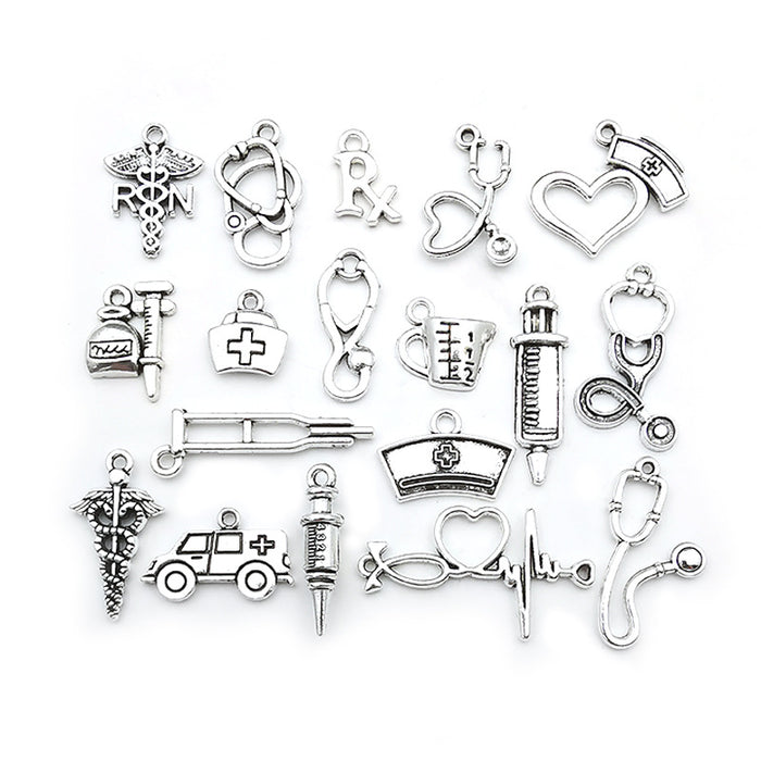 Silver-Tone Medical Tool Metal Charms with 18 Listed Options