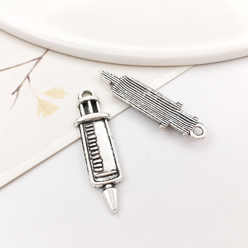 Antique Silver Zinc Alloy Nurse Hat Stethoscope Medical Tool Nurse Cap Charm Pendant for DIY Jewelry