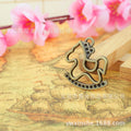 29x30mm Antique Bronze Hollow Rocking Horse Alloy Charm Pendant
