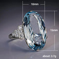 Oversized Pale Blue Oval Solitaire Ring In Polished Silver Tone view 5