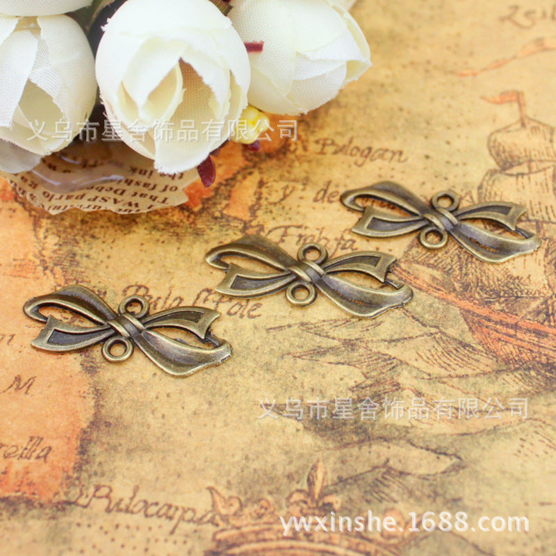 29×11mm Alloy Ribbon Bow Connector Charm