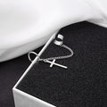 Silver Star and Cross Chain Linked Ear Cuff Earrings view 2