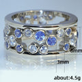 Bezel Round Stone Openwork Wide Ring In Three Stone Colors view 5