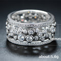 Triple Row Round Stone Wide Band Ring With Clear Stone Accents view 5