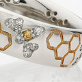 Two Tone Bee and Honeycomb Crystal Wide Band Ring Jewelry view 2