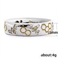 Two Tone Bee and Honeycomb Crystal Wide Band Ring Jewelry view 3