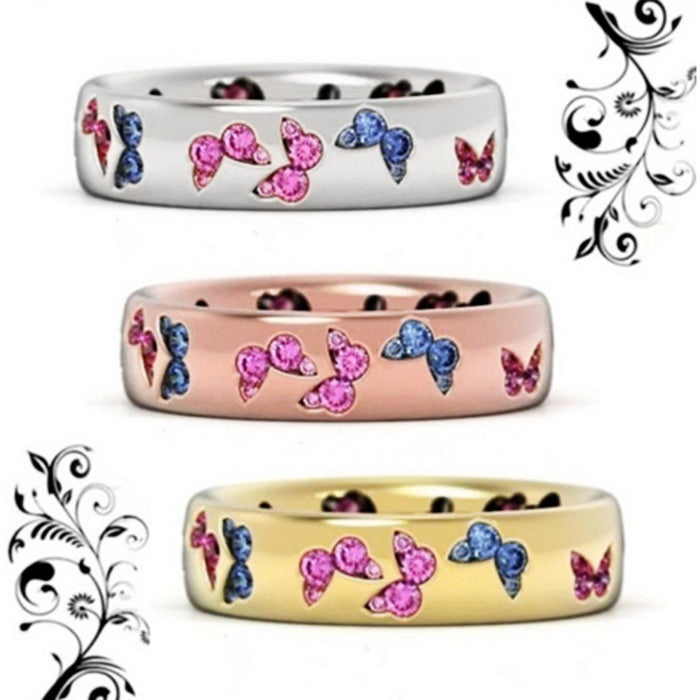 Colorful Butterfly Pattern Band Ring In Six Designs