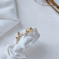 Gold Tone Mini Rose Stem Vertical Bud Stud Earrings Pair view 3