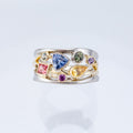 Mixed-Cut Bezel Mosaic Wide Ring In Silver And Gold Tones view 2