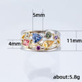 Mixed-Cut Bezel Mosaic Wide Ring In Silver And Gold Tones view 3