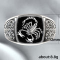 Black Enamel Scorpion Signet Ring With Engraved Shoulders view 5