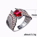 Silver Tone Red Crystal Wing Statement Ring Jewelry view 5