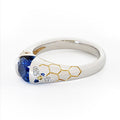 Two Tone Insect Motif Band Ring with Deep Blue Oval Stone view 1