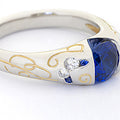 Two Tone Insect Motif Band Ring with Deep Blue Oval Stone view 4