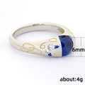 Two Tone Insect Motif Band Ring with Deep Blue Oval Stone view 5