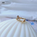 Gold And Silver Tone Clear Stone Butterfly Open Adjustable Rings view 3