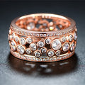 Triple Row Round Stone Wide Band Ring With Clear Stone Accents view 2