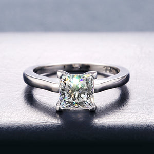 Square Clear Stone Crossover Double Band Ring Jewelry Accessory