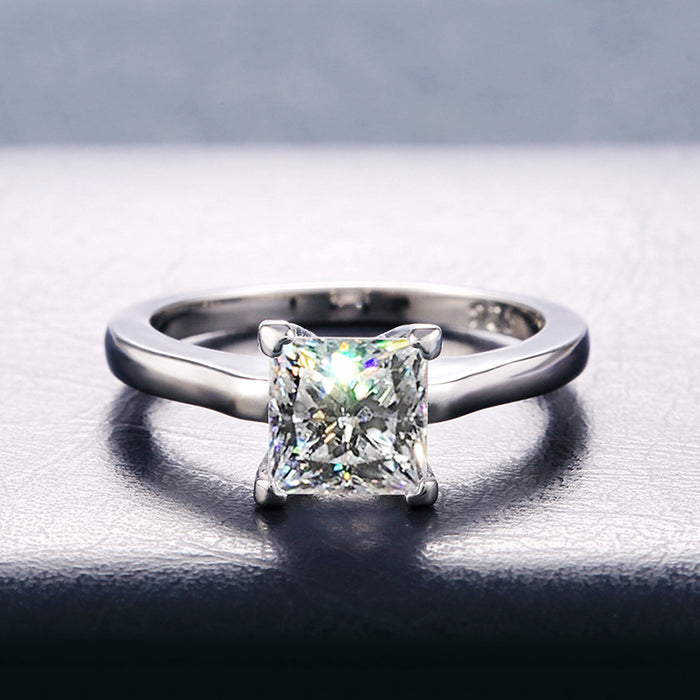 Square Clear Stone Crossover Double Band Ring Jewelry Accessory