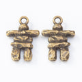 Stacked Stone Figure Charm Small Metal Pendant in Three Finishes view 6