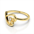 Open Heart Ring with Clear Center Stone in Three Tones view 3
