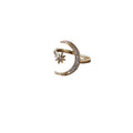 Gold Tone Clear Stone Crescent Moon And Star Open Adjustable Ring view 5