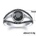 Silver-Tone Black Crystal Eye Motif Ring With Pavé Band view 4
