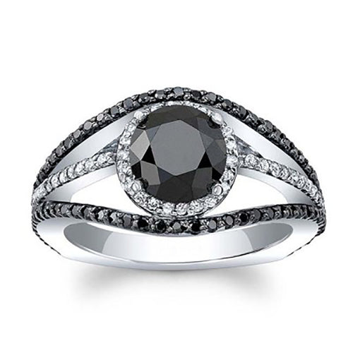 black crystal oval eye motif ring shown from the front
