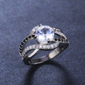 Twisted Split Band Ring With Round Clear Center Stone view 3