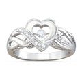 Double Heart Openwork Silver Tone Ring Jewelry Accessory view 1