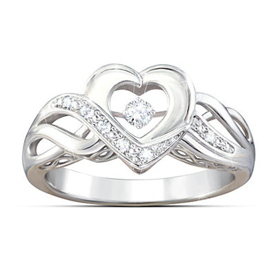Double Heart Openwork Silver Tone Ring shown in front view