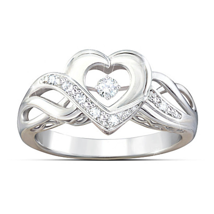Double Heart Openwork Silver Tone Ring Jewelry Accessory