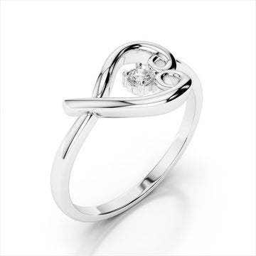 Open Heart Ring with Clear Center Stone in Three Tones