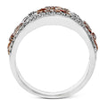 Two-Tone Floral Openwork Wide Ring With Crystal Accents view 4
