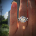 Emerald Cut Center Stone Vintage Halo Ring In Silver Tone view 2
