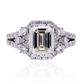 Emerald Cut Center Stone Vintage Halo Ring In Silver Tone view 6