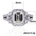 Emerald Cut Center Stone Vintage Halo Ring In Silver Tone view 5
