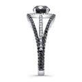 Silver-Tone Black Crystal Eye Motif Ring With Pavé Band view 3