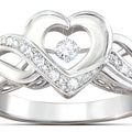Double Heart Openwork Silver Tone Ring Jewelry Accessory view 3