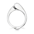 Silver Tone Double Curve Ring with Clear Stone Cluster view 2