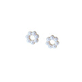 Mini Pale Daisy and Pearl Open Circle Stud Earrings view 5