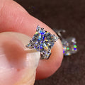 Star Clear Stone Stud Earrings White Gold Rose Gold Tones view 2