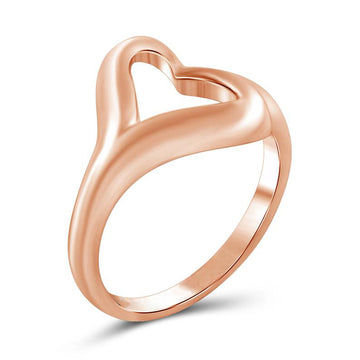 Open Heart Outline Ring in Silver Gold and Rose Tones