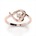 Open Heart Ring with Clear Center Stone in Three Tones view 4