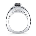 Silver-Tone Black Crystal Eye Motif Ring With Pavé Band view 2
