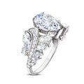 Silver Pear Teardrop Clear Ring Swirl Side Stones Alloy view 1