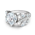 Silver Pear Teardrop Clear Ring Swirl Side Stones Alloy view 3