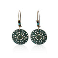Green Patina Openwork Round Medallion Hook Earrings view 1