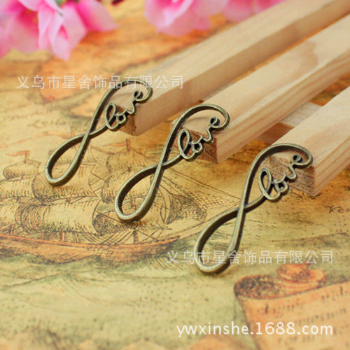 Curved Figure-8 LOVE Alloy Bracelet Connector Charm 38x14mm