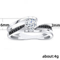 Silver Tone Double Curve Ring with Clear Stone Cluster view 3